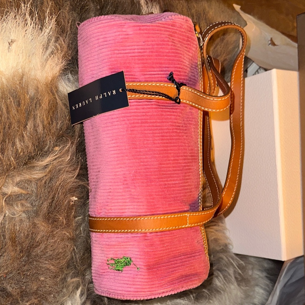 Ralph Lauren Pink Corduroy Travel Bag